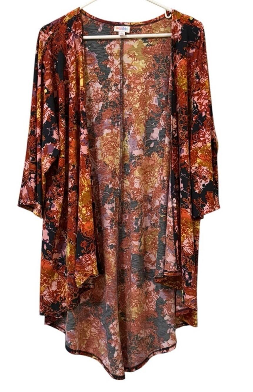LuLaRoe Duster Kimono Open Front Floral Cardigan Women Size Medium Lightweight